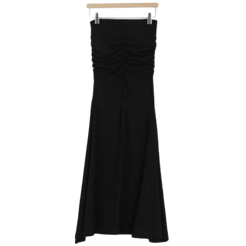 Ruched High Waisted Mermaid Maxi Skirt
