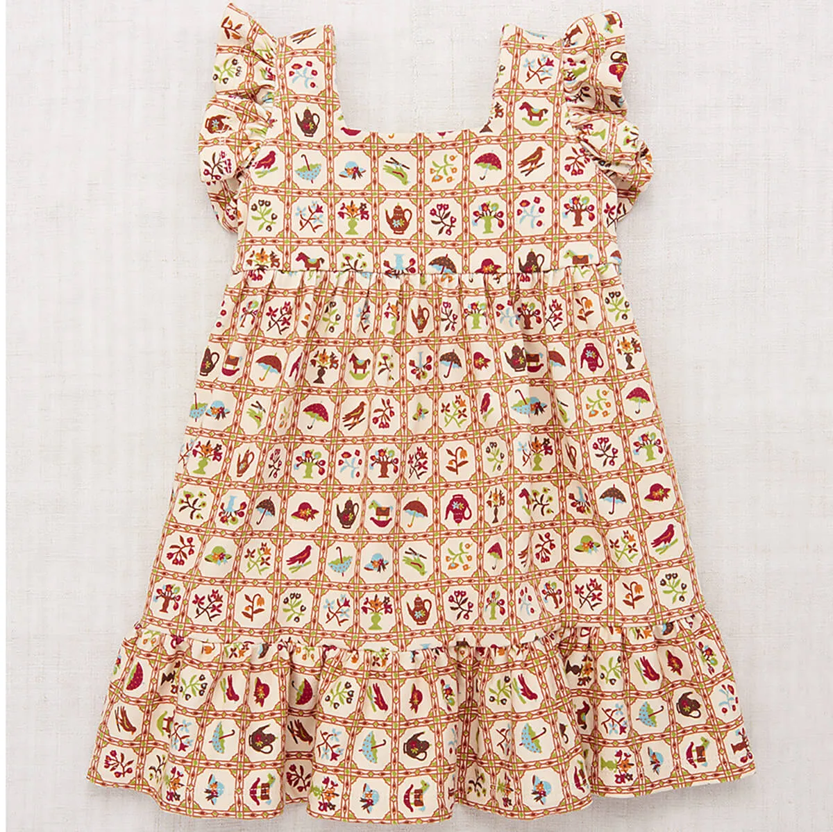 Ruffle Sleeve Dress in String Trellis by Misha & Puff - Last Ones In Stock - 8-10 Years