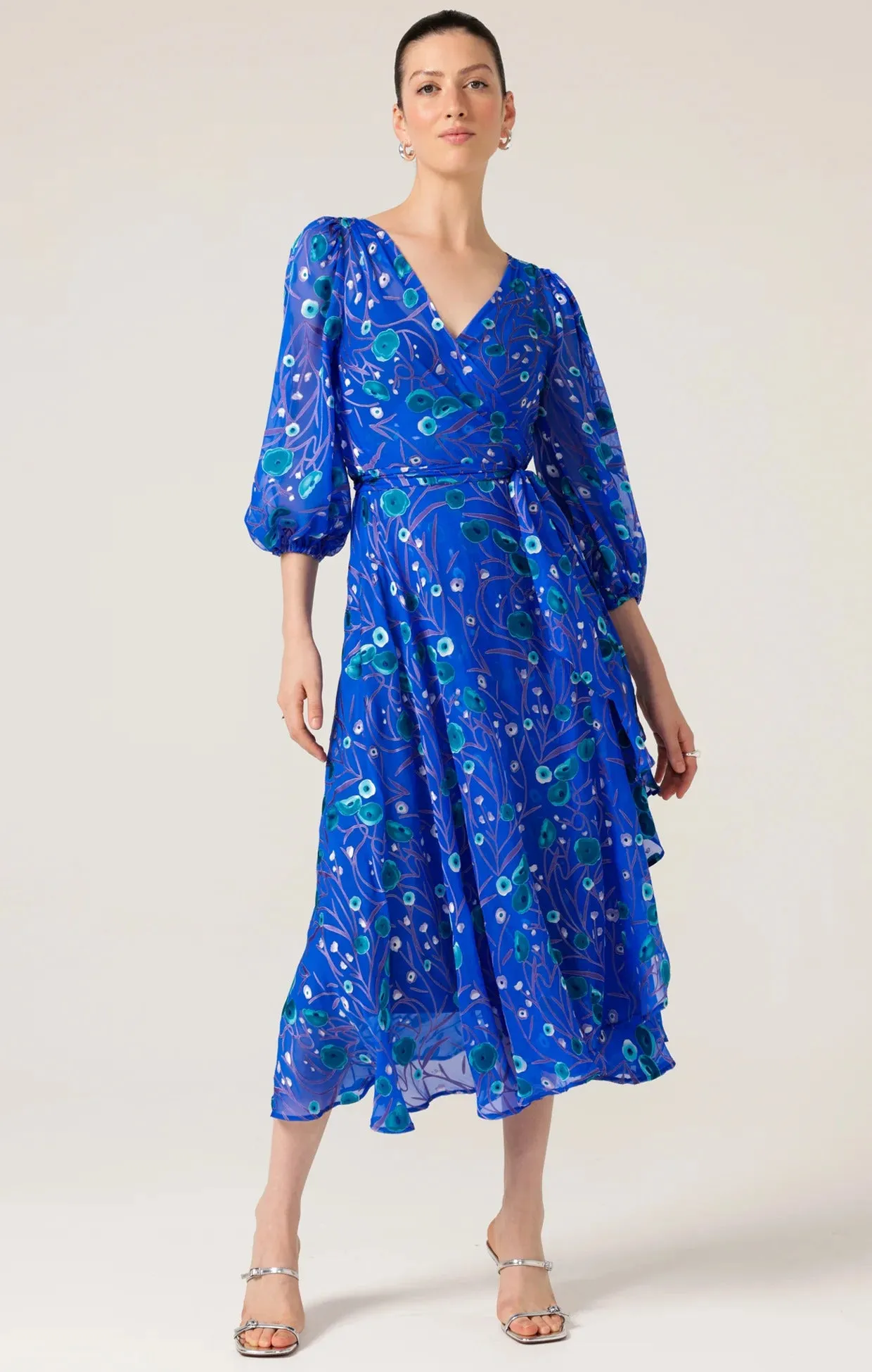 Sacha Drake Bowerbird Wrap Dress in Periwinkle Poppy