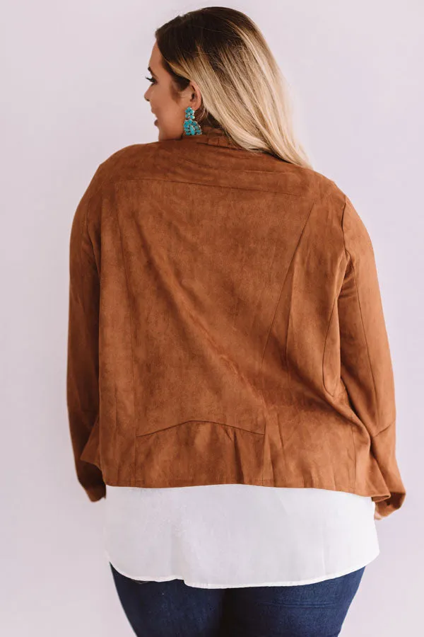 Sacramento Stroll Faux Suede Jacket in Cinnamon Curves