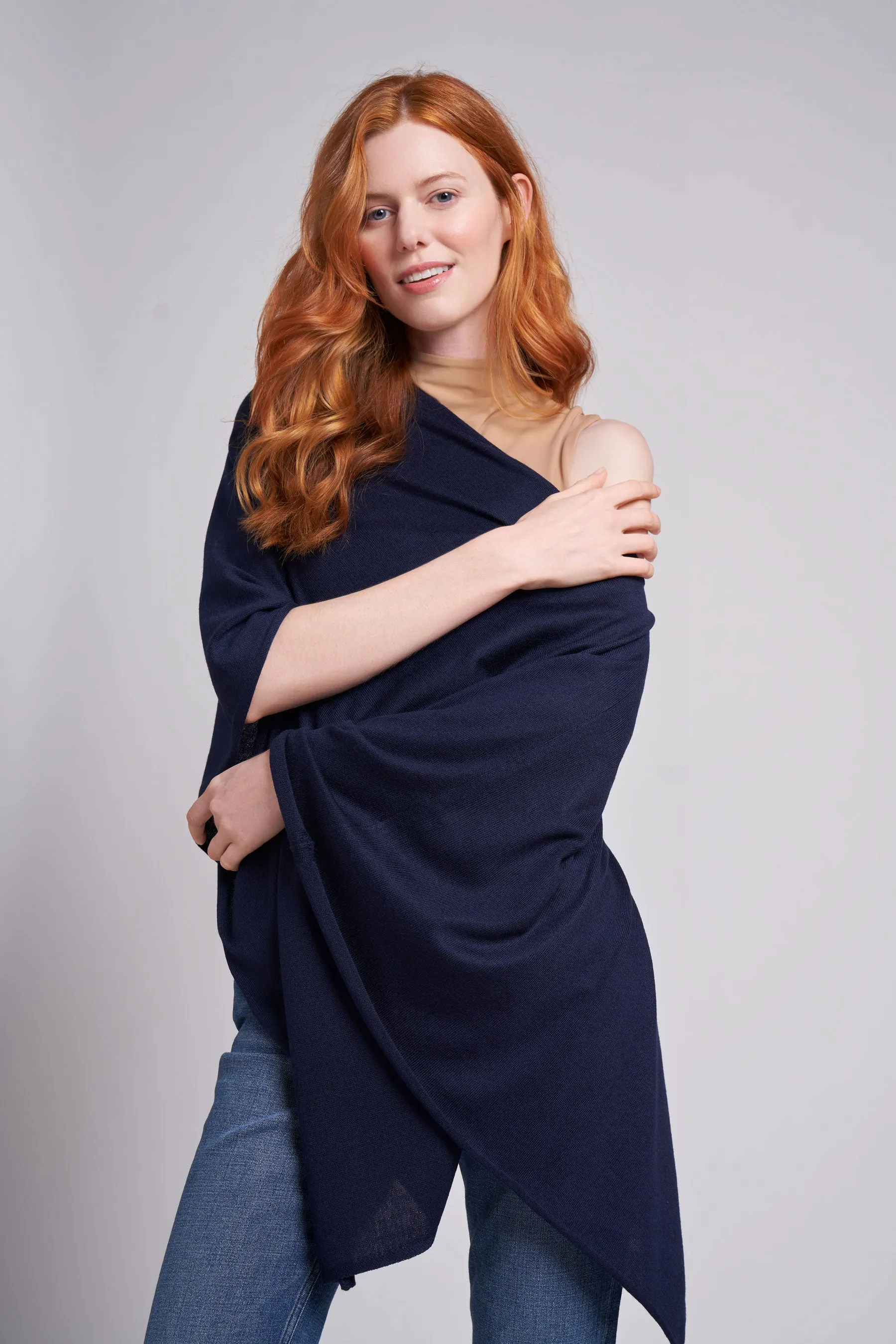 Sailor Navy Eva Lightweight Knit Poncho