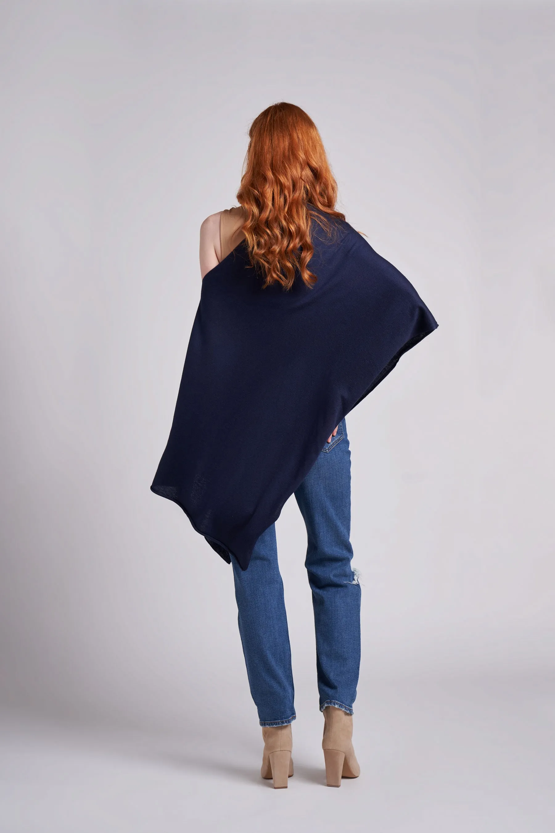Sailor Navy Eva Lightweight Knit Poncho