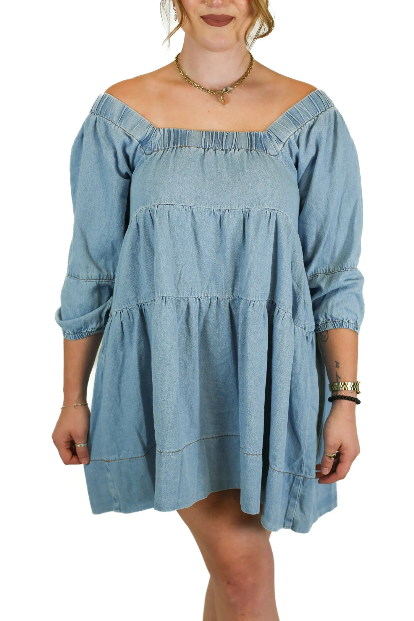 Saints & Hearts Denim Babydoll Dress (S)