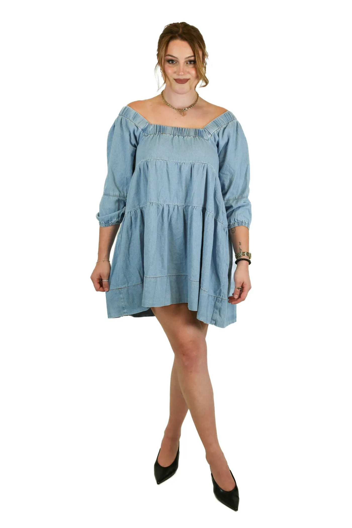 Saints & Hearts Denim Babydoll Dress (S)