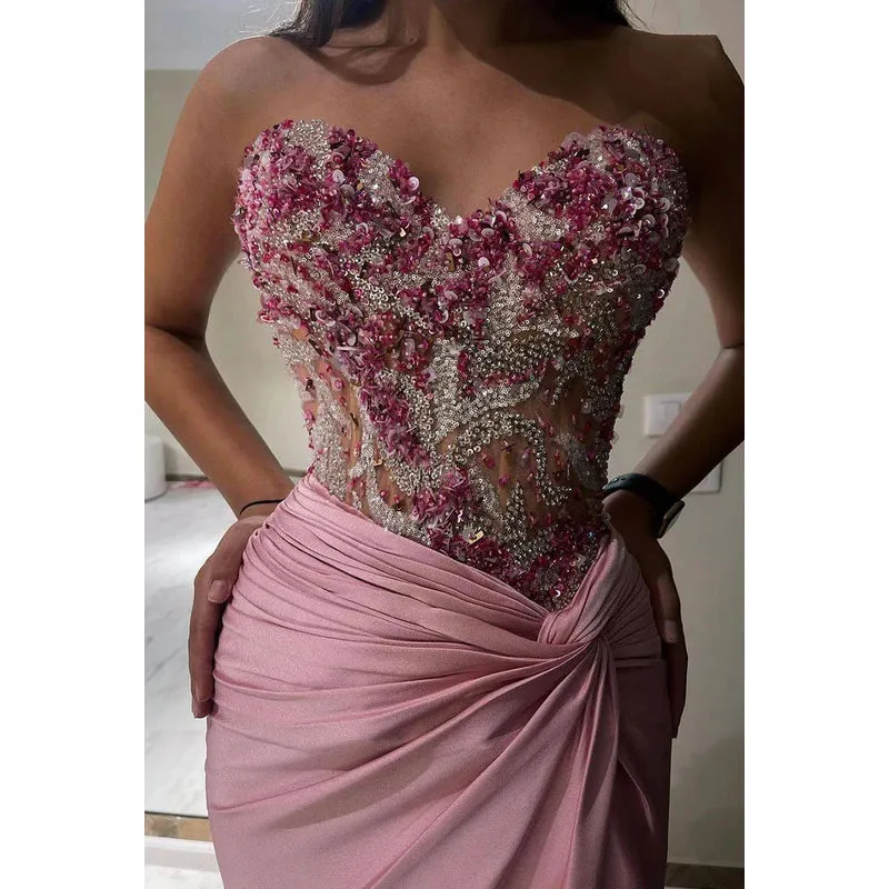 Sheath/Column Elegant Appliques Off-Shoulder Sleeveless Side Slit Party Prom Dress