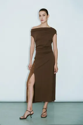 Sleeveless Side-Slit One Shoulder Dress