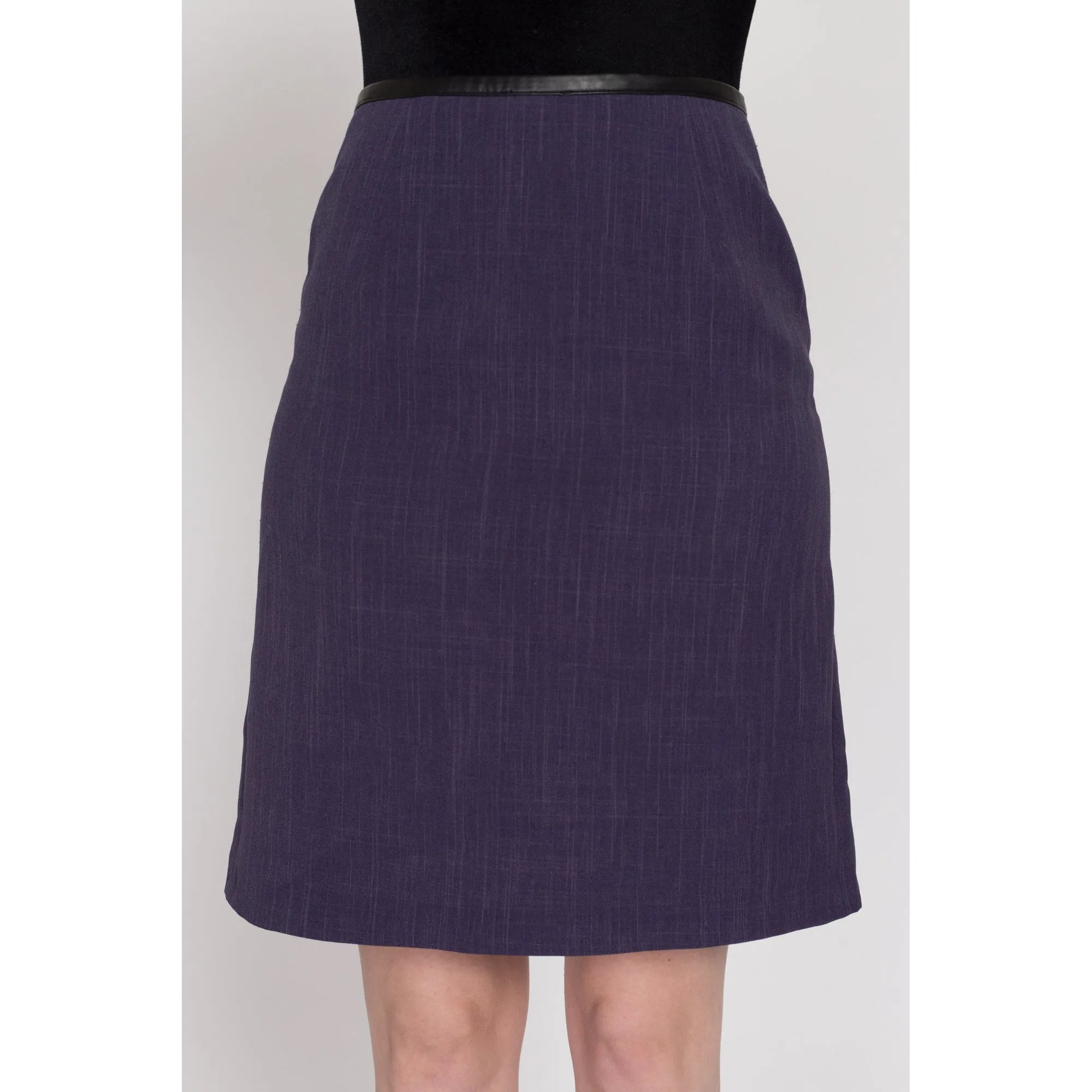 Small 90s Purple Faux Leather Trim Mini Skirt 26"