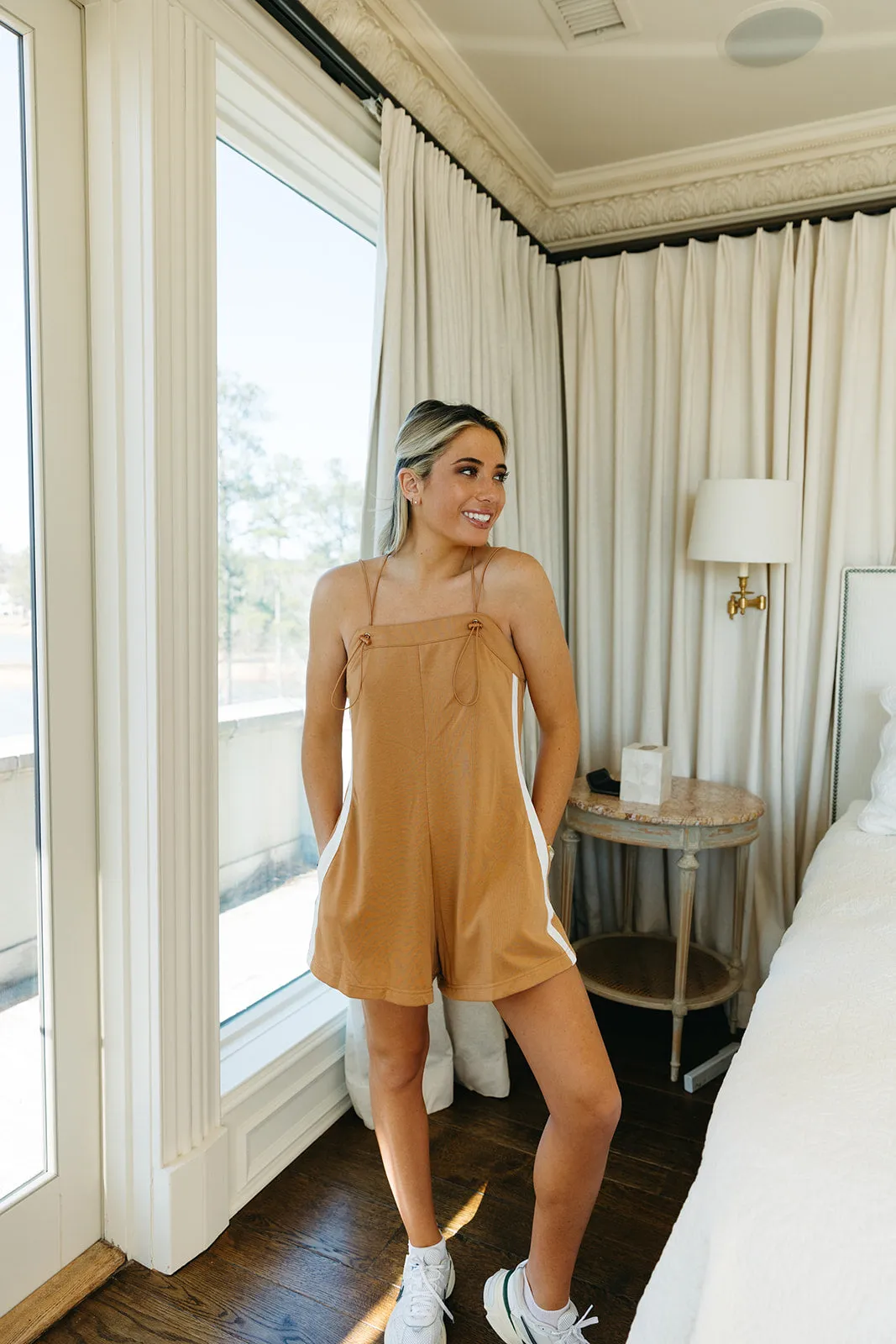 Stay Ahead Romper - Sand