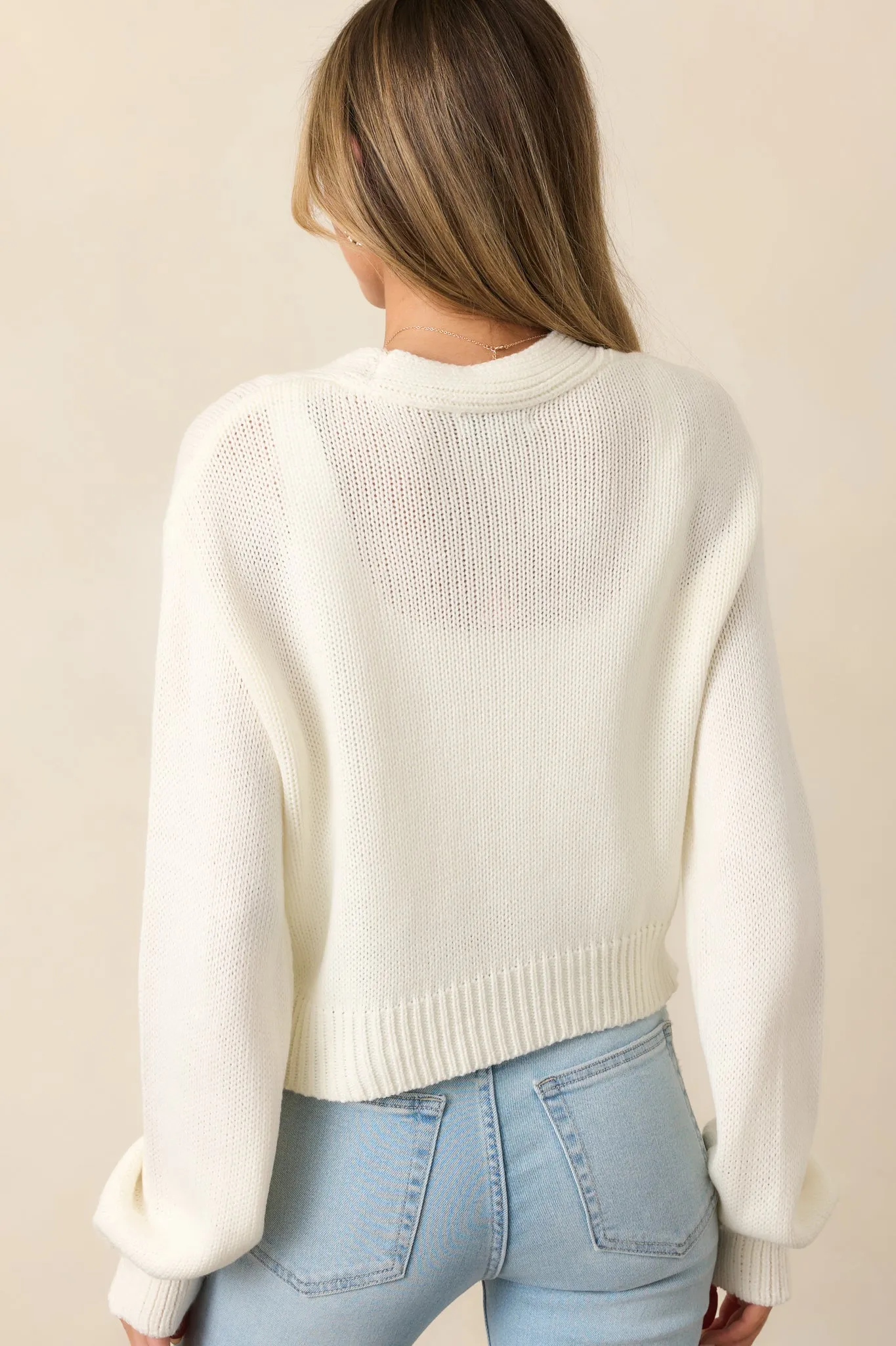 Storytelling Ivory Crochet Rose Button Front Cardigan