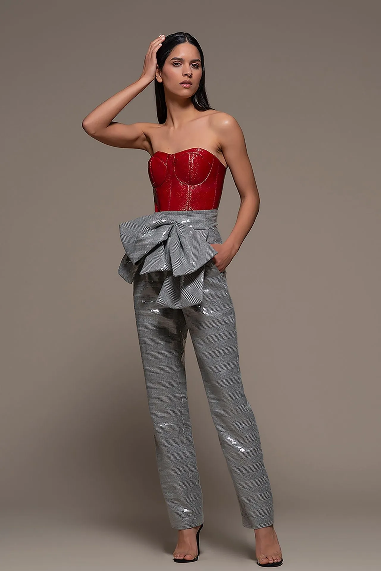 Strapless Corset and High Waist Pants