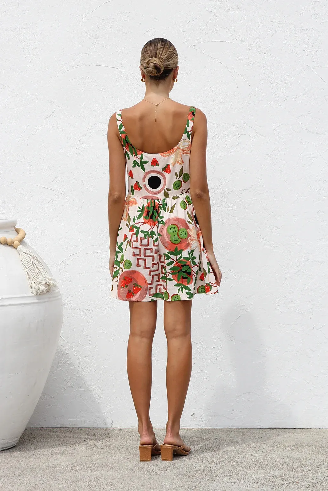 Summer Printed Button Cami Mini Dress