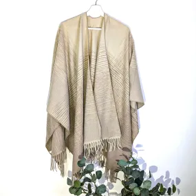 Super soft brushed ombre effect poncho with tassels