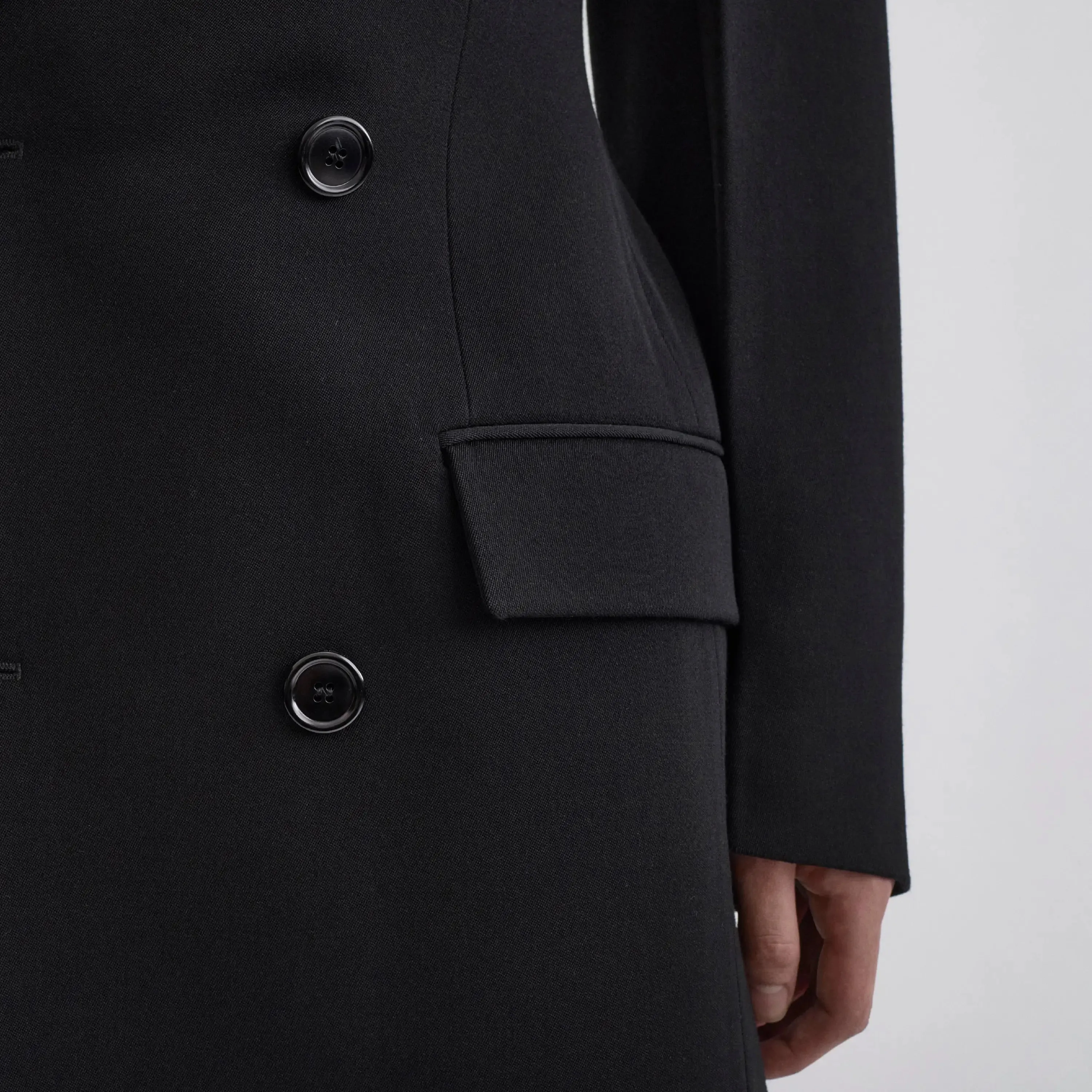 TAILORED COAT WITH DROPPED WAIST | black wool