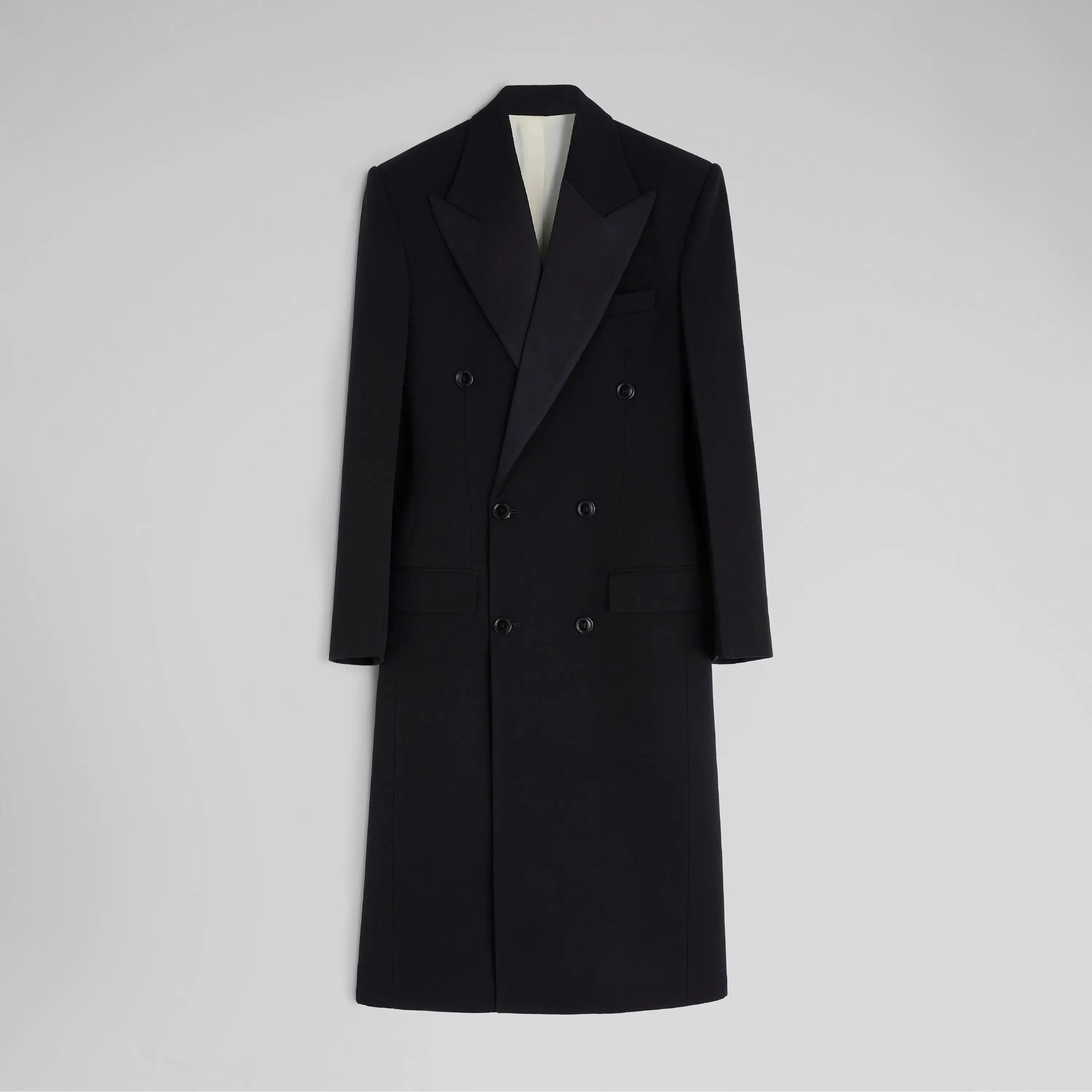 TAILORED COAT WITH DROPPED WAIST | black wool