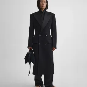 TAILORED COAT WITH DROPPED WAIST | black wool