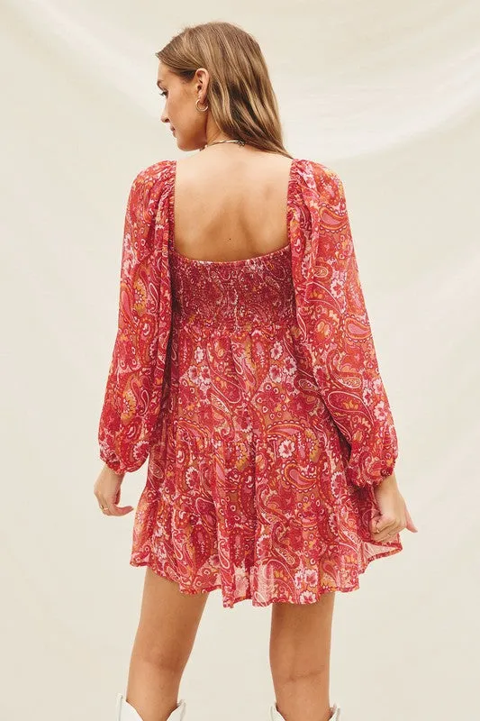 Take It Away Paisley Babydoll Dress