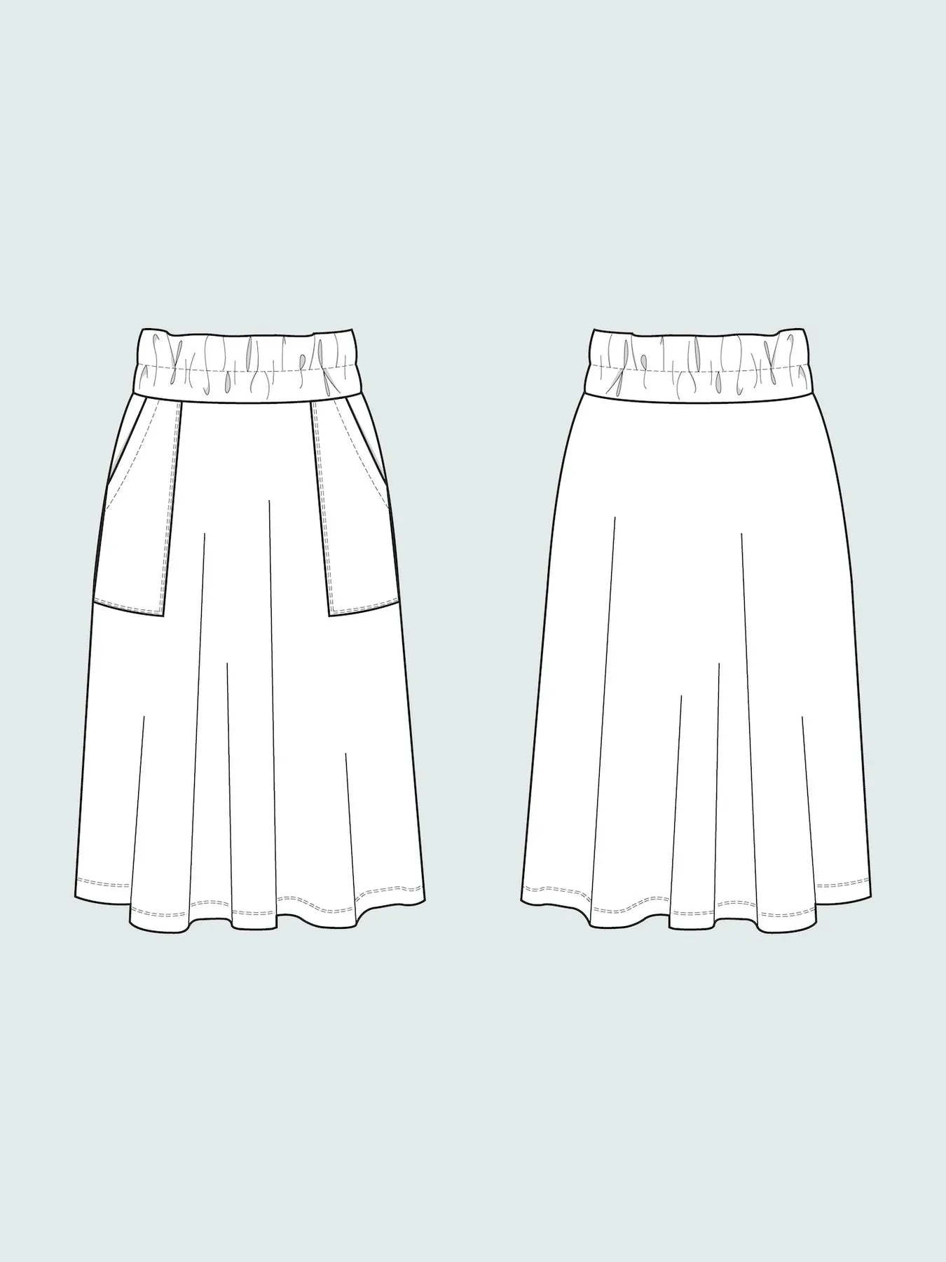 THE ASSEMBLY LINE • Elastic Waist Maxi Skirt Sewing Pattern (XS - L)