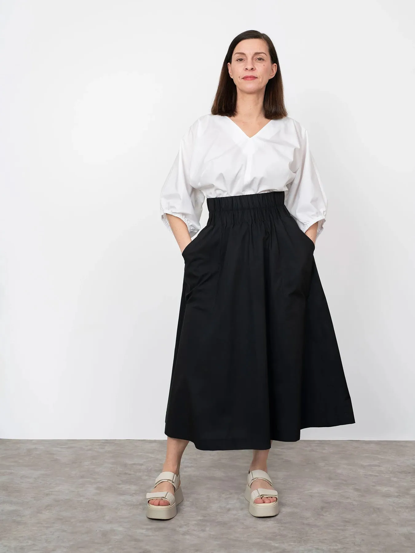 THE ASSEMBLY LINE • Elastic Waist Maxi Skirt Sewing Pattern (XS - L)