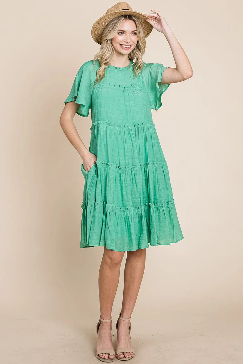 Tiered Babydoll Dress with Pockets