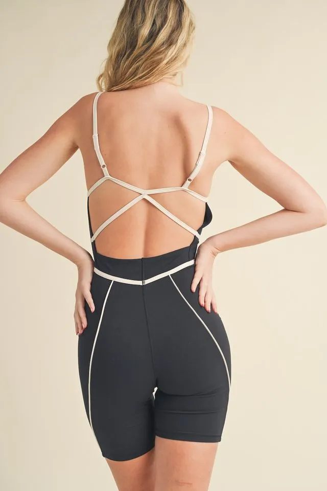 Trim Detailing Active Romper