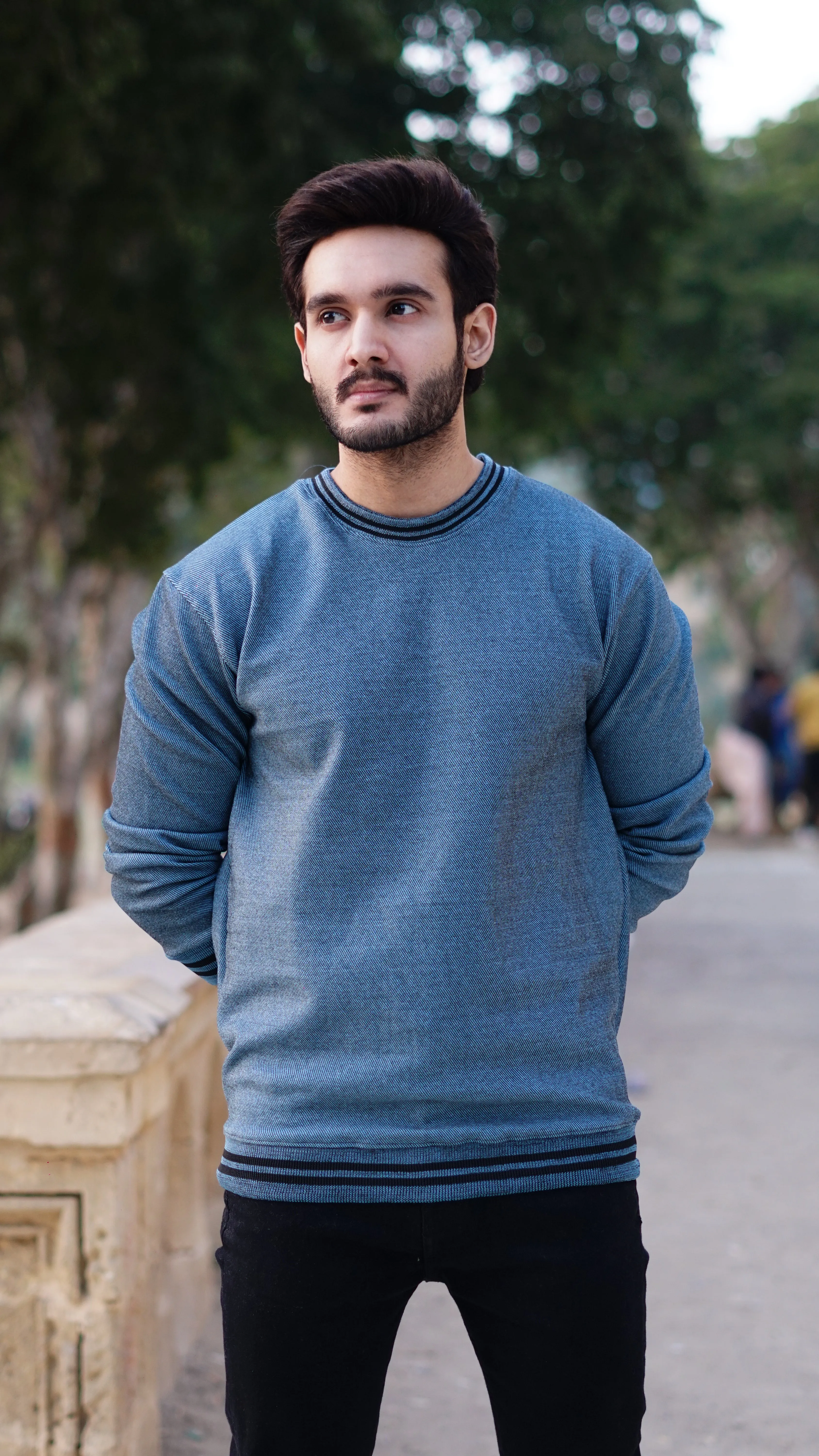 Twist Yarn Sweatshirts - Stylish & Comfortable Melanic Blue | The Divine Shop