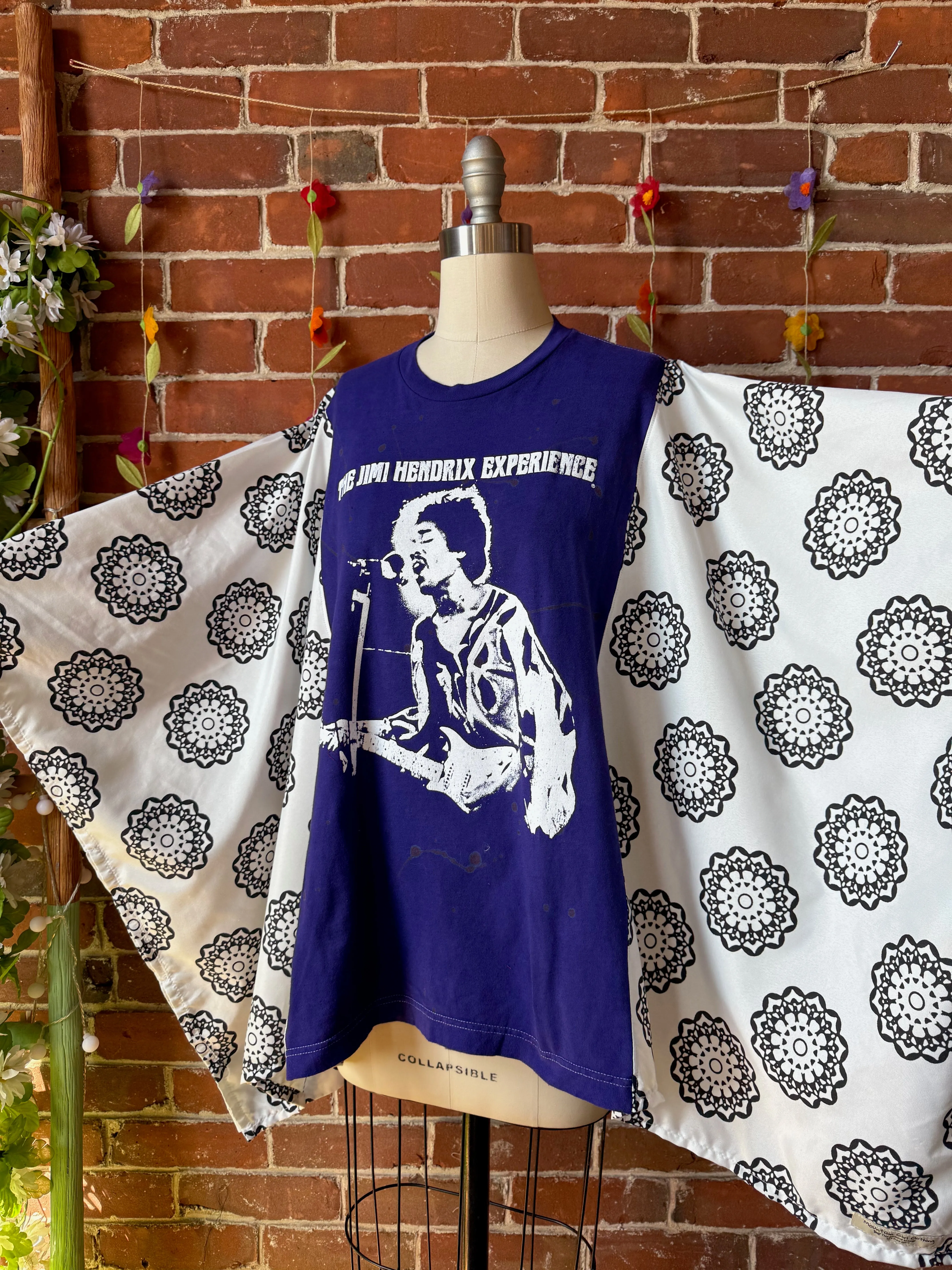 Upcycled Jimi Hendrix Inspired Flowy Poncho Top