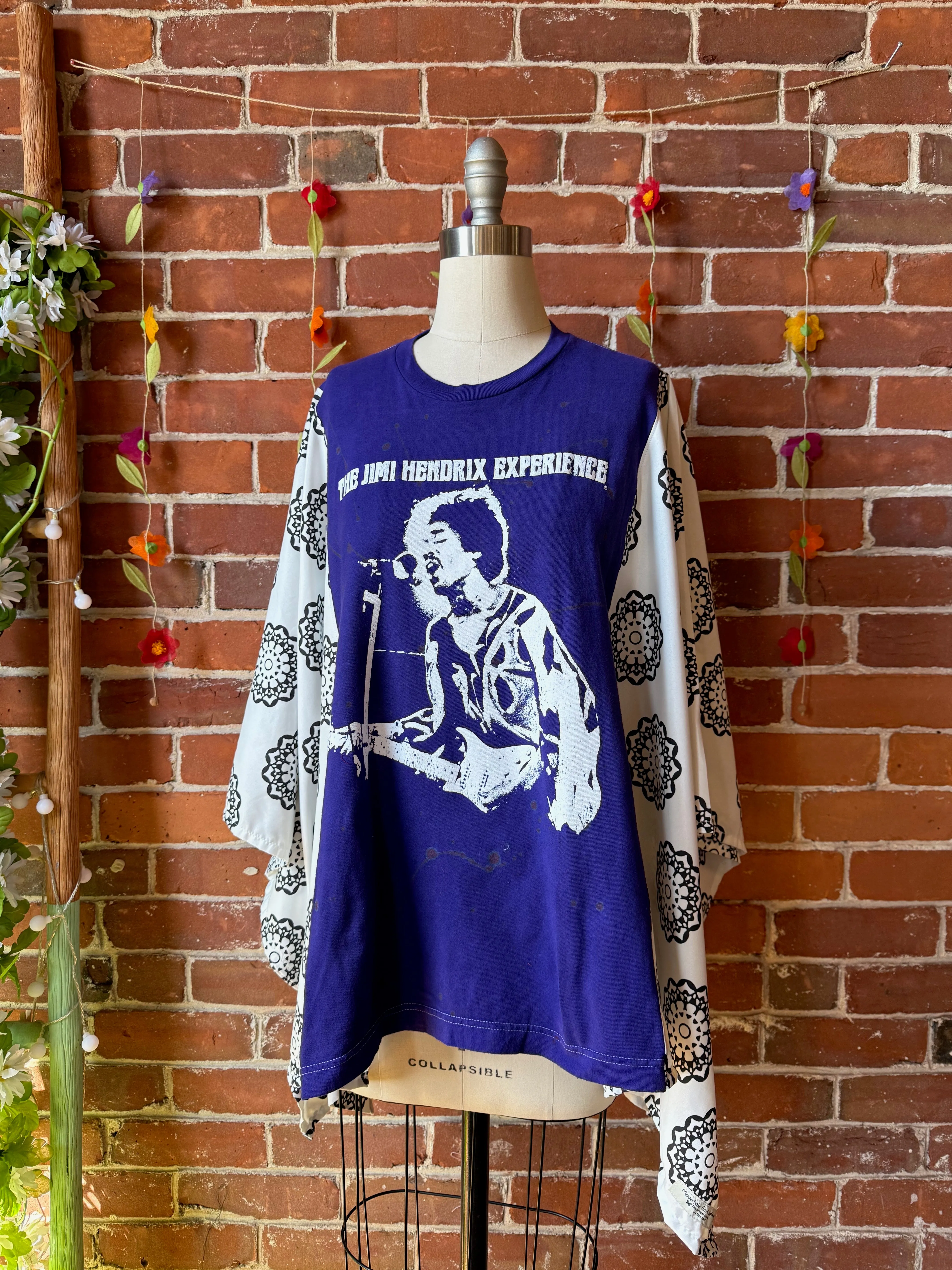 Upcycled Jimi Hendrix Inspired Flowy Poncho Top
