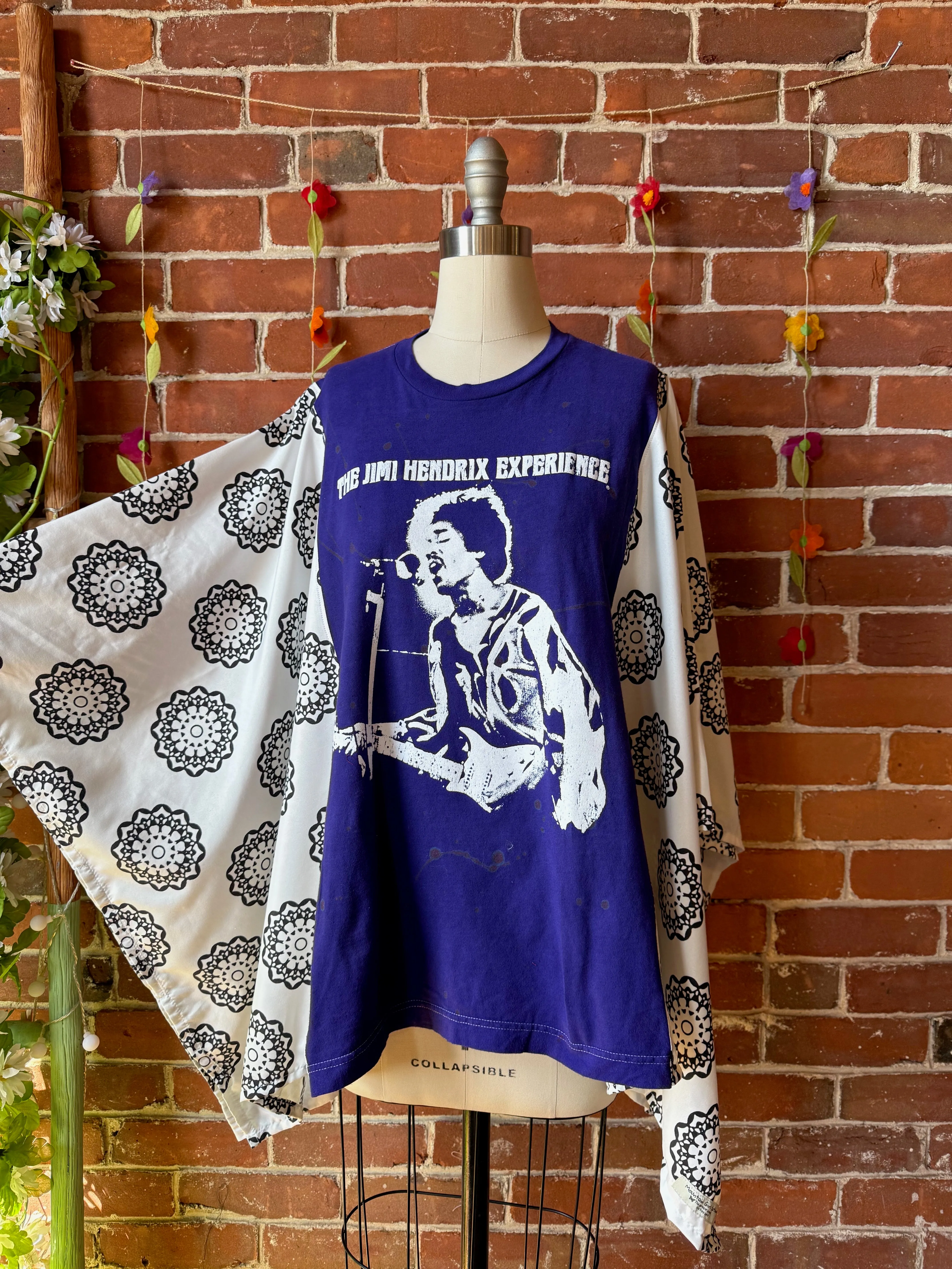 Upcycled Jimi Hendrix Inspired Flowy Poncho Top