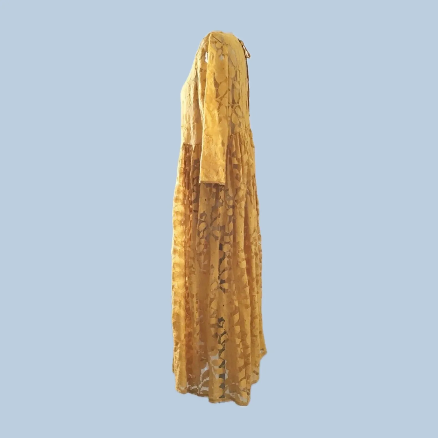 Urban Outfitters Yellow Lace Semi Sheer Midi Dress