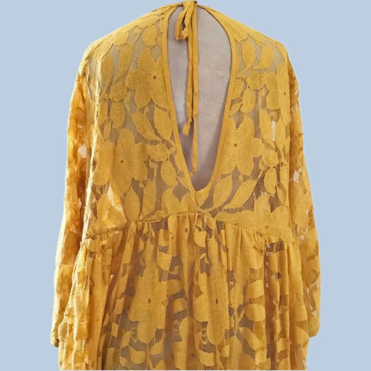 Urban Outfitters Yellow Lace Semi Sheer Midi Dress