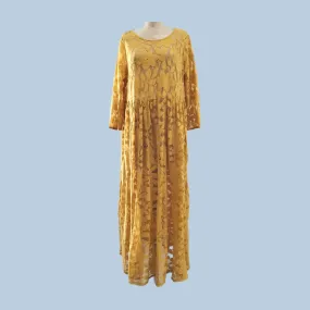 Urban Outfitters Yellow Lace Semi Sheer Midi Dress