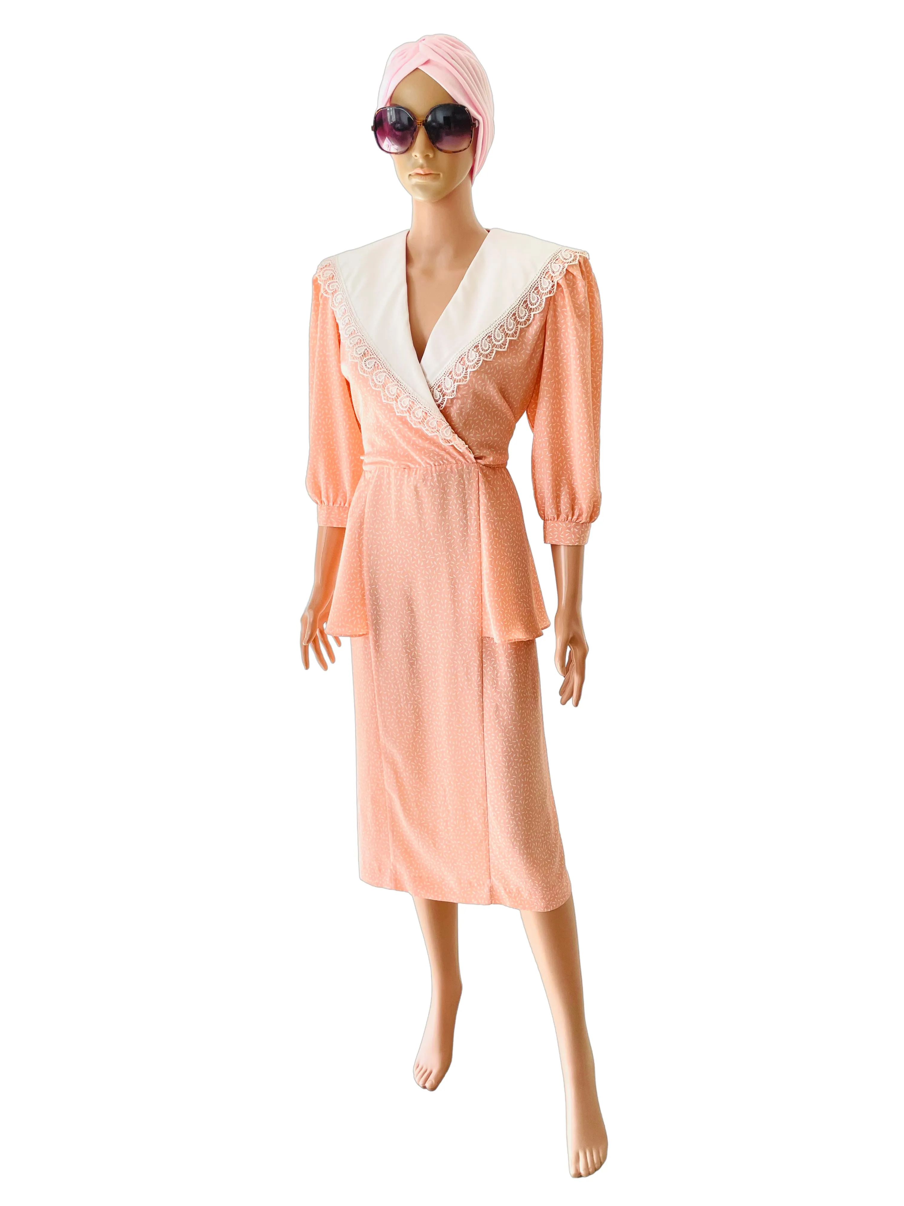 Vintage 1950's Peach Peplum Dress