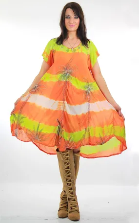 Vintage 70s Boho hippie tie dye tribal print shift tent dress