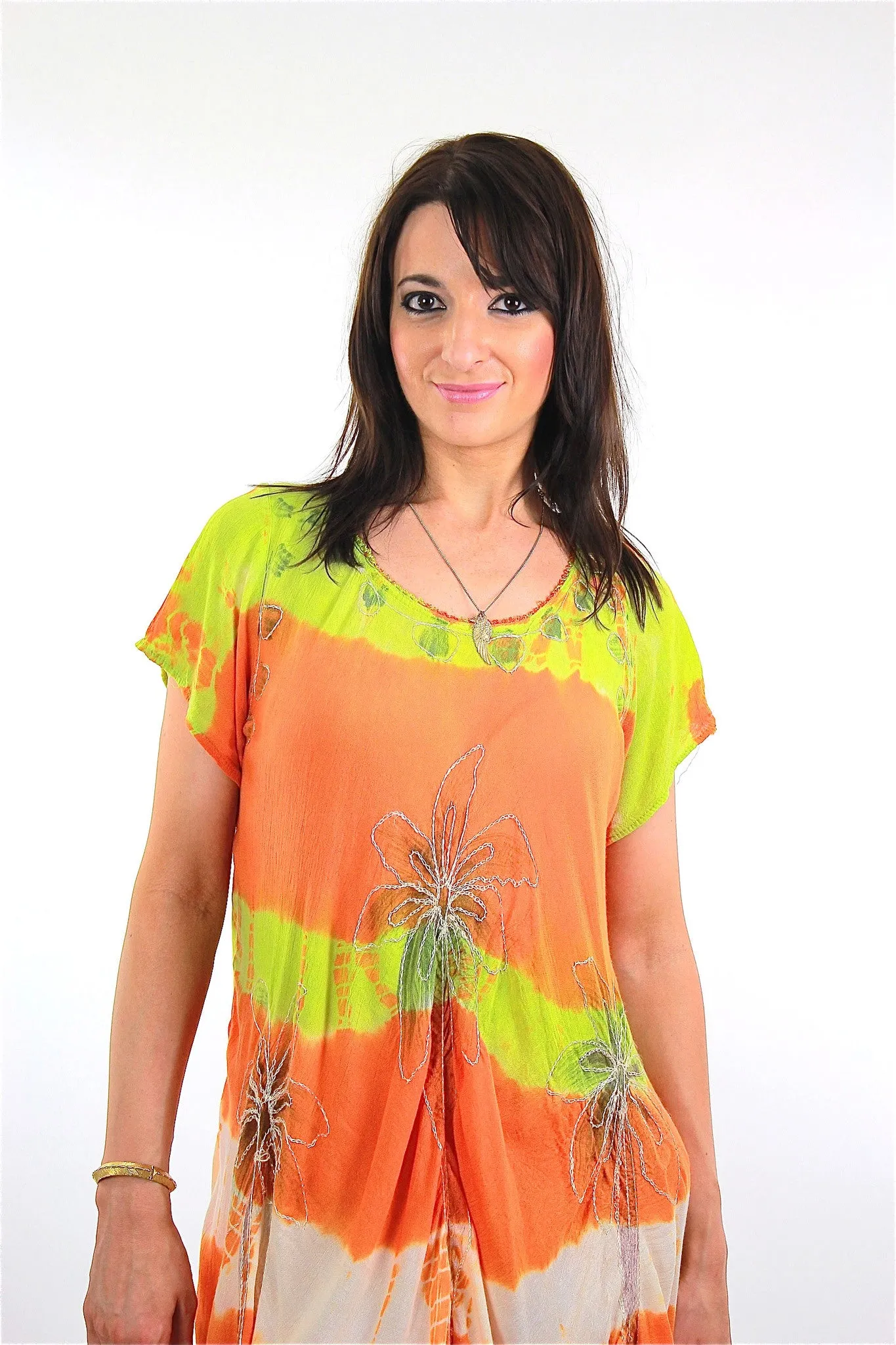Vintage 70s Boho hippie tie dye tribal print shift tent dress