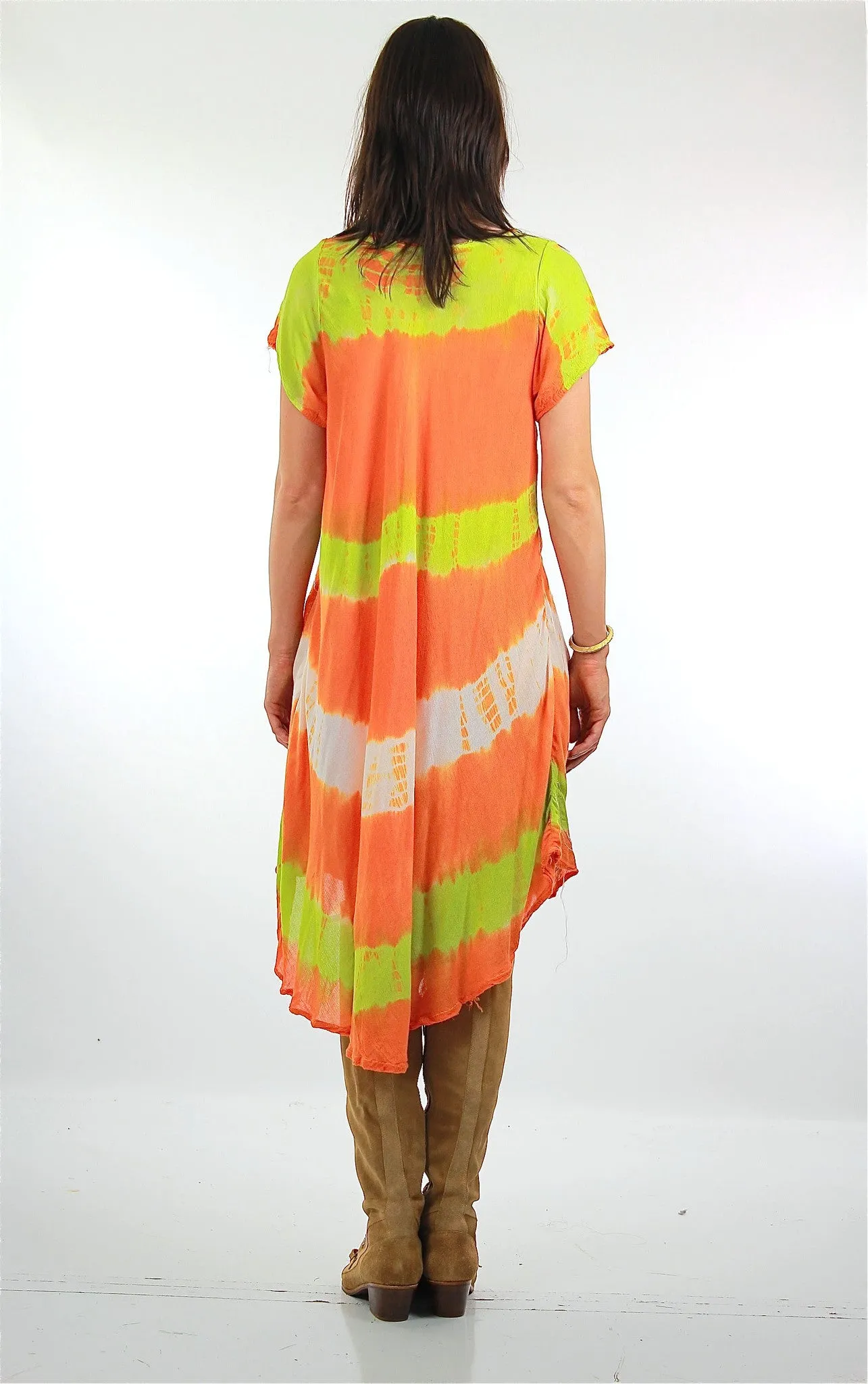 Vintage 70s Boho hippie tie dye tribal print shift tent dress
