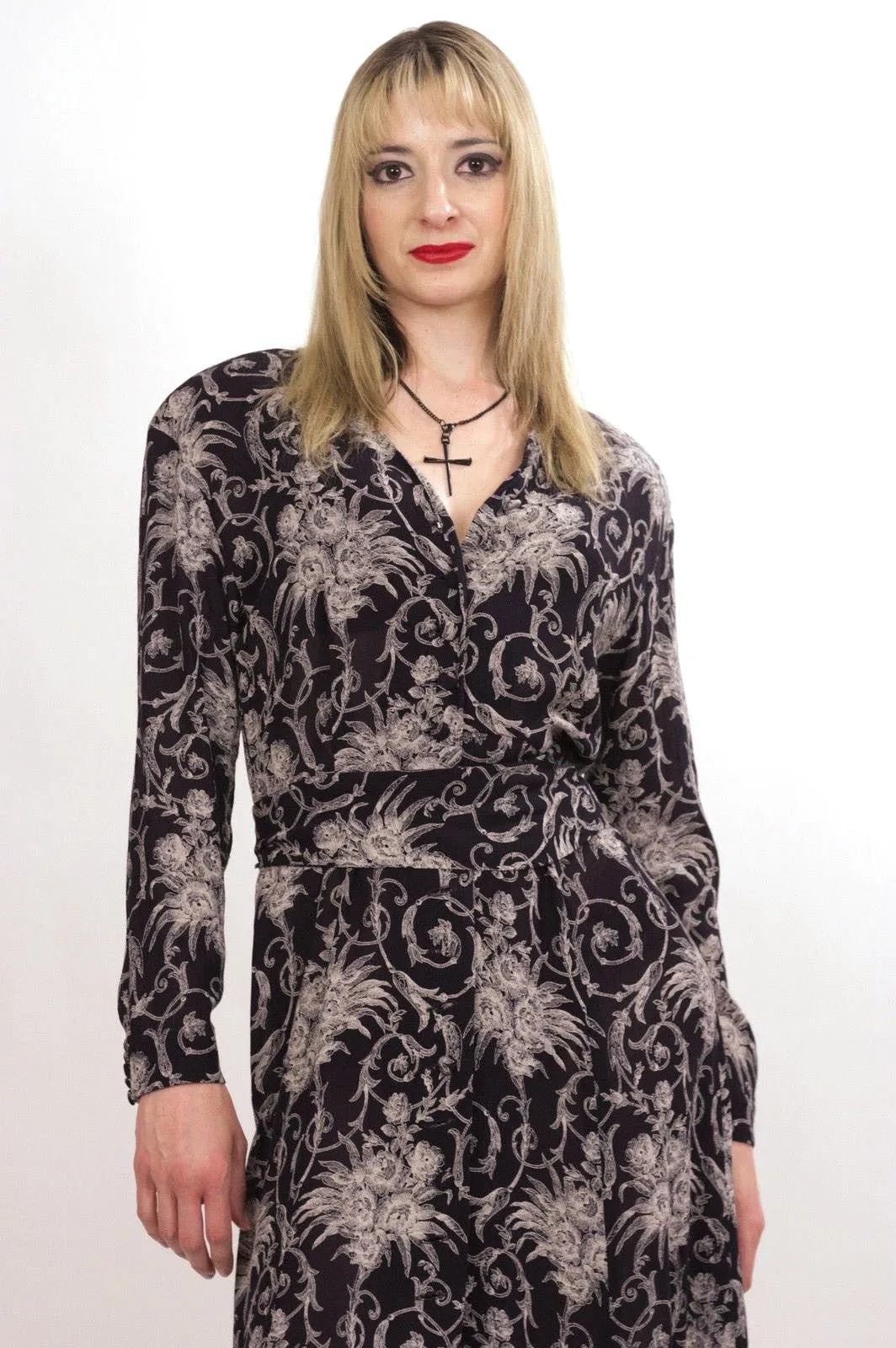 Vintage 90s grunge boho floral maxi party dress