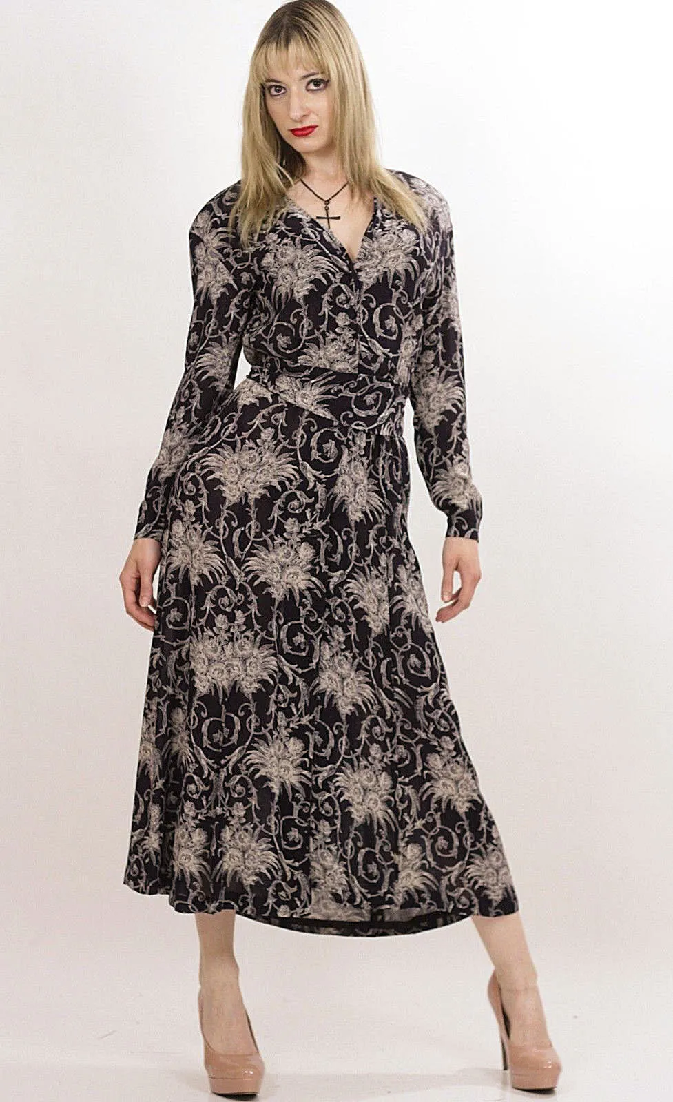 Vintage 90s grunge boho floral maxi party dress
