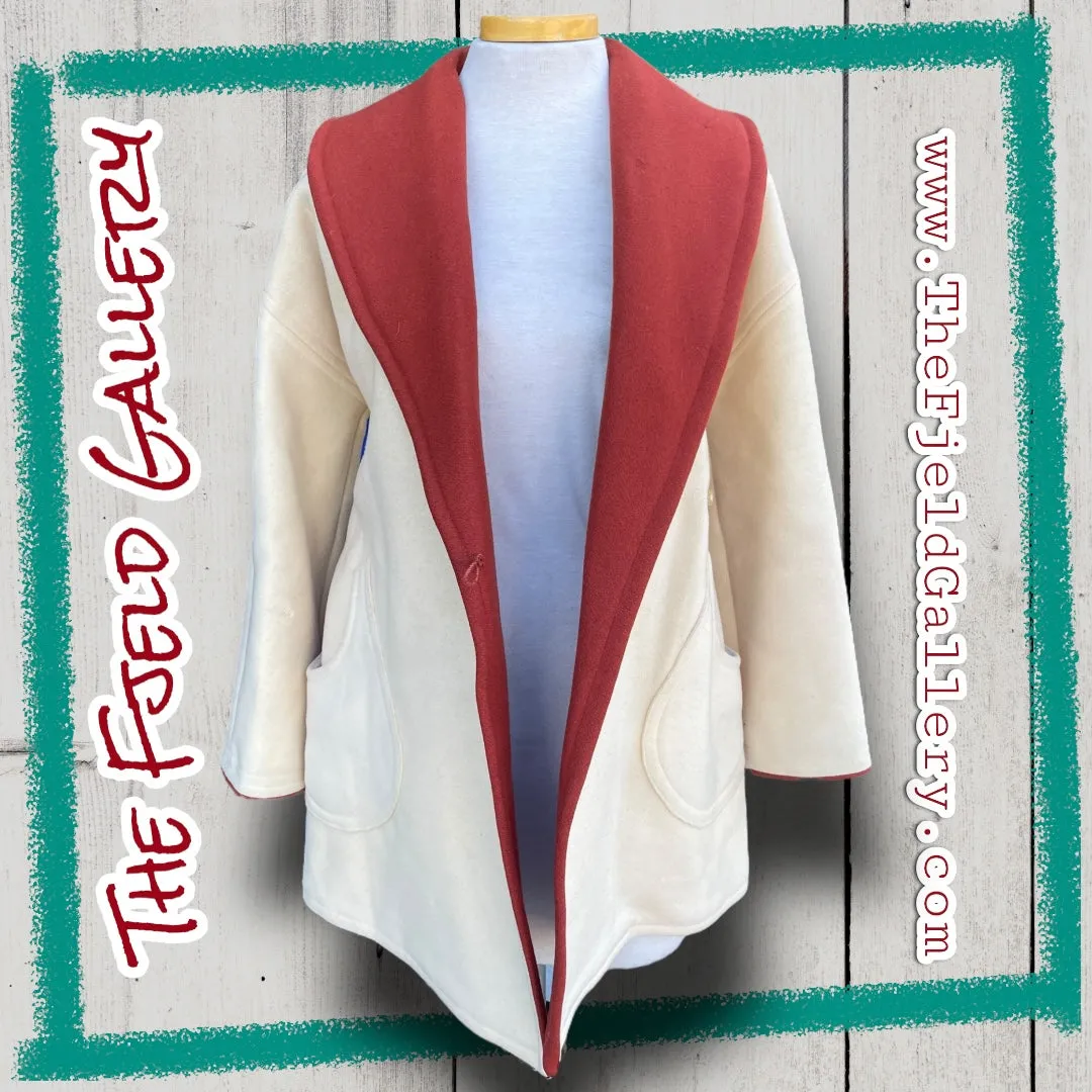 Vintage Wool Rust Orange & Cream Robe Style Coat