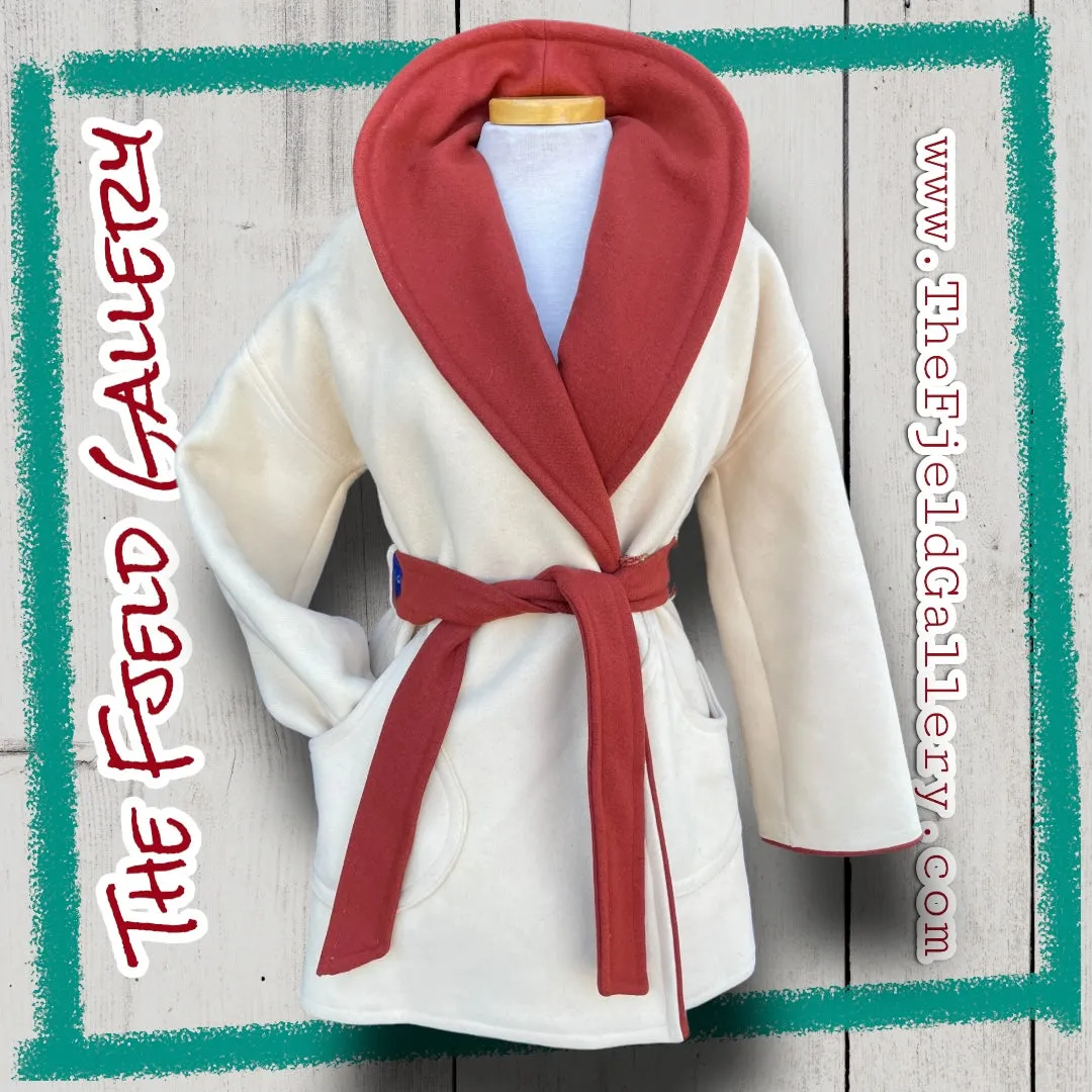 Vintage Wool Rust Orange & Cream Robe Style Coat