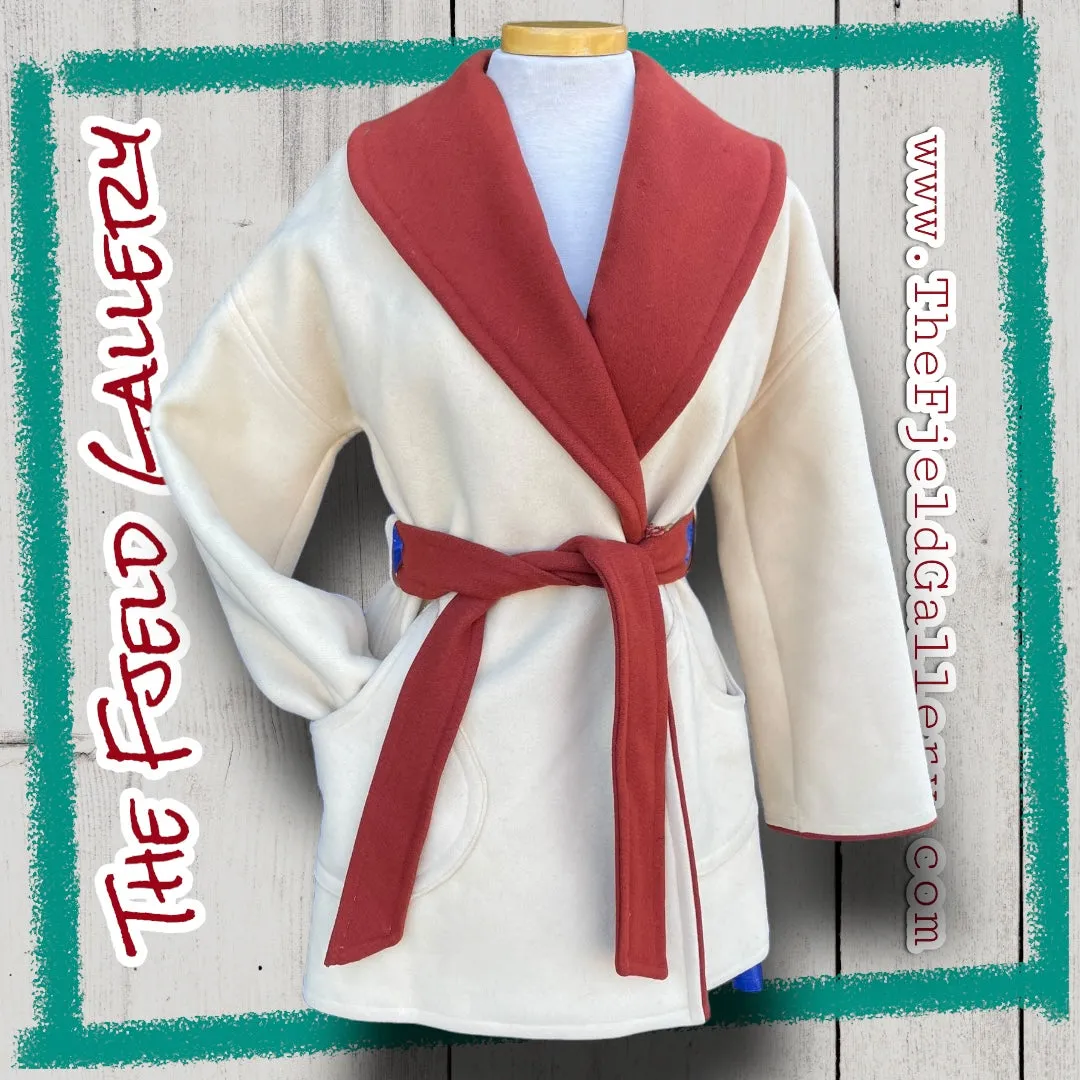 Vintage Wool Rust Orange & Cream Robe Style Coat