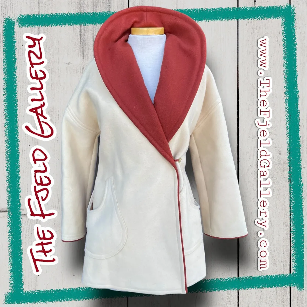 Vintage Wool Rust Orange & Cream Robe Style Coat
