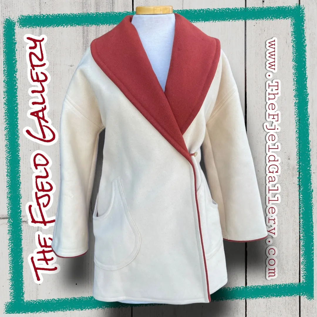 Vintage Wool Rust Orange & Cream Robe Style Coat