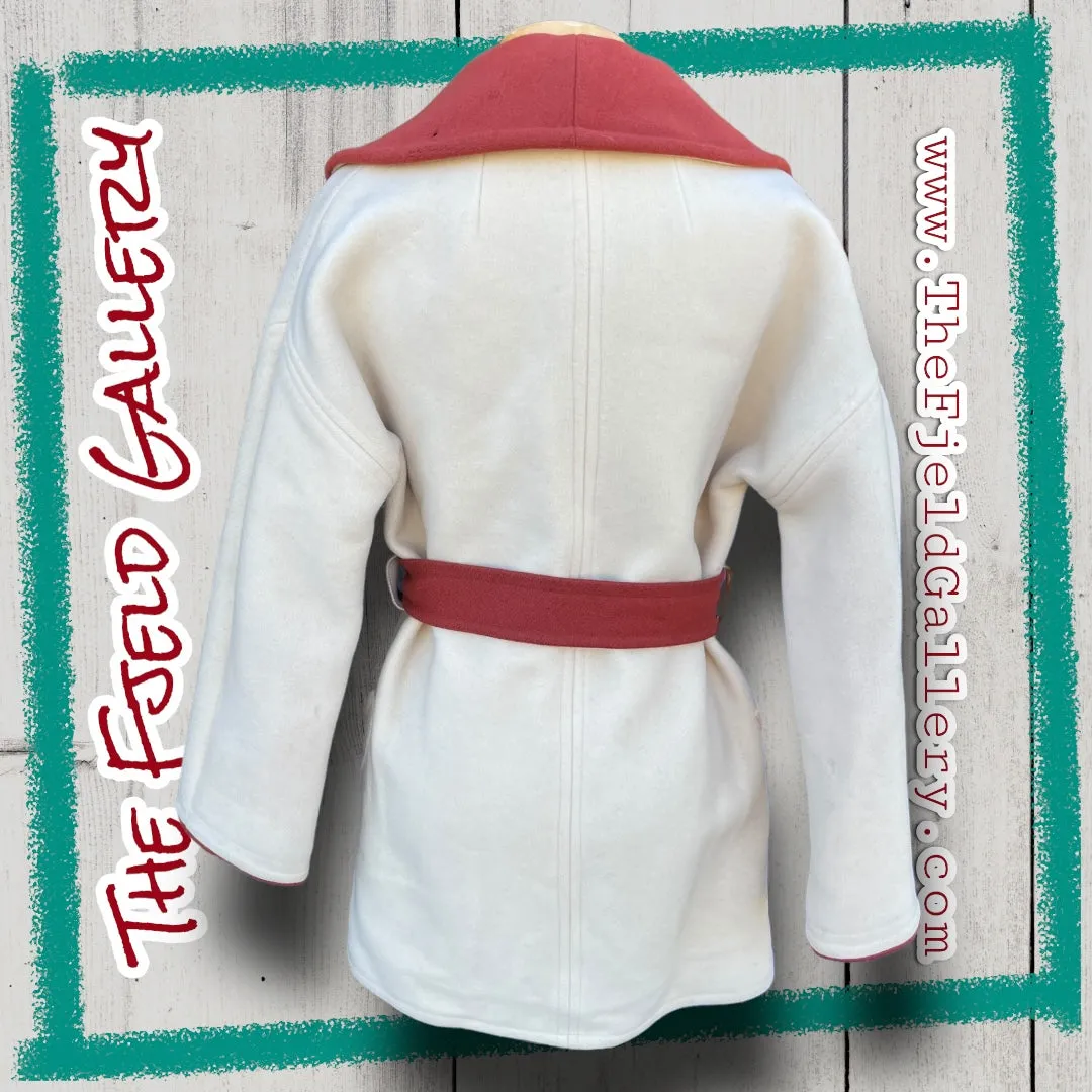 Vintage Wool Rust Orange & Cream Robe Style Coat