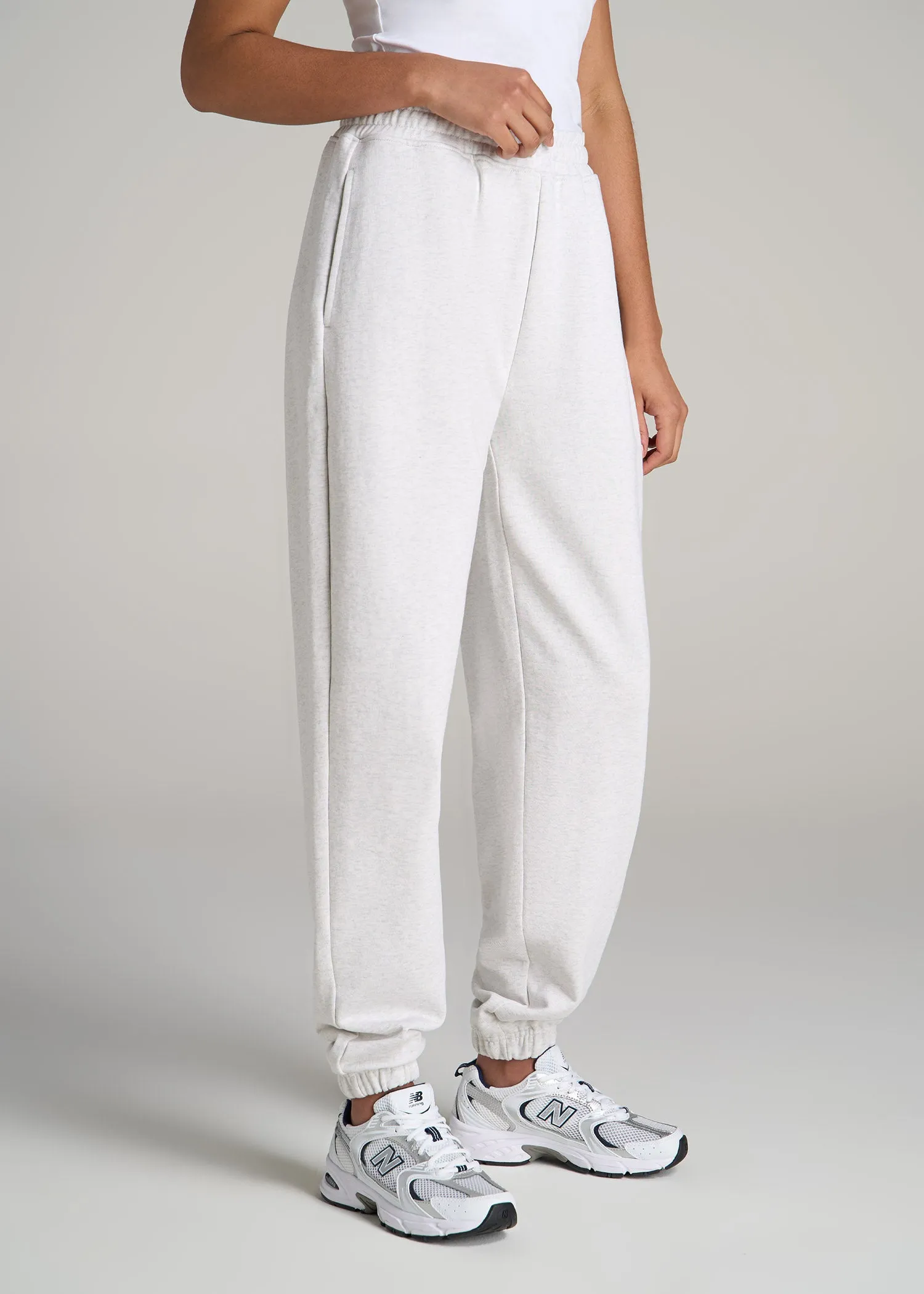 Wearever Oversized French Terry Joggers for Tall Women in Heather Cloud White