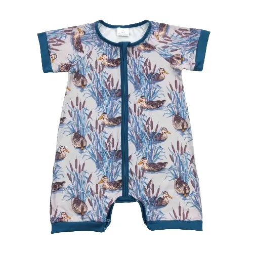 Western Ducks in Cattails Zip-Up Romper-Baby Clothes