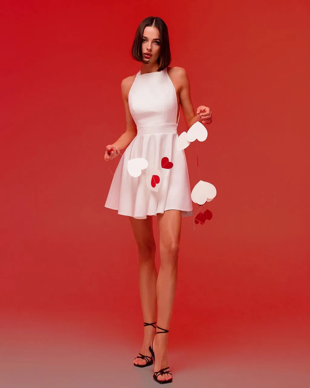 White mini dress "Bow tie back"