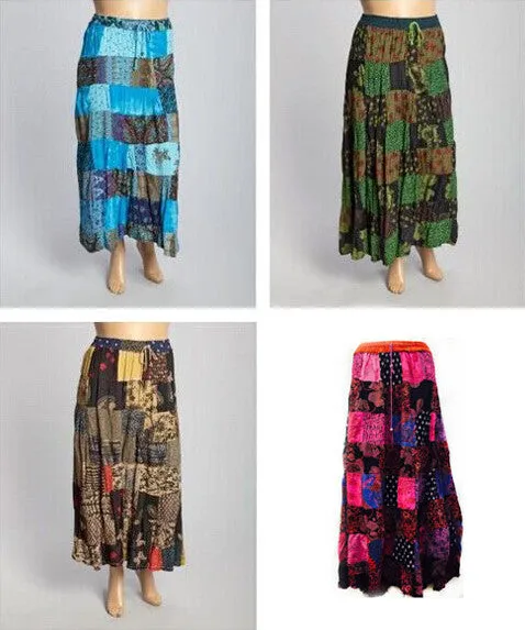 women's maxi skirt with patch work design Case of 12