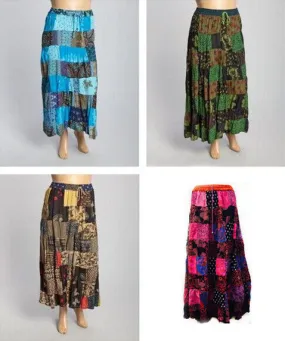 women's maxi skirt with patch work design Case of 12