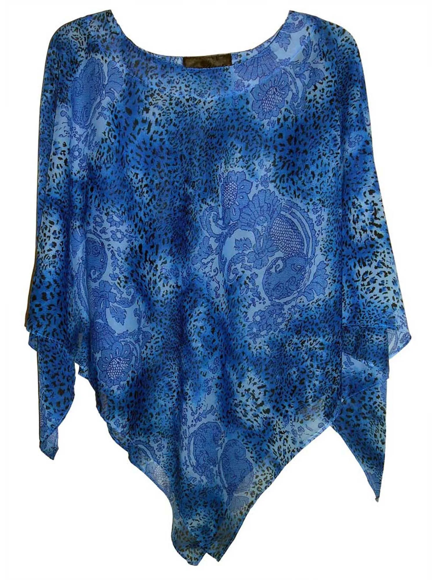 Women's Poncho, Blue Animal Print