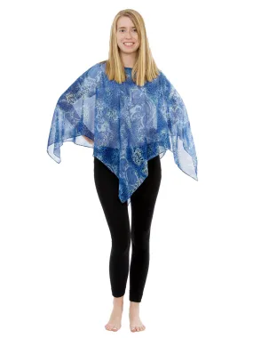 Women's Poncho, Blue Animal Print